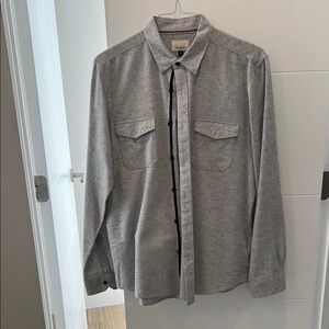 Society Gray Casual Button Down Shirt Classic Design